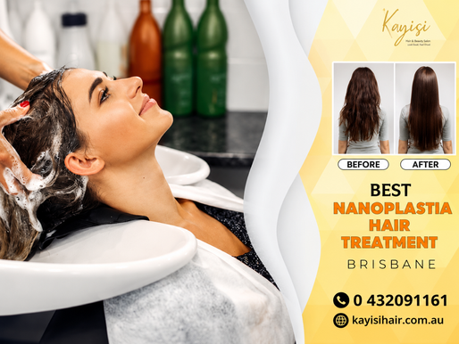 Woman with smooth straight hair after nanoplasty treatment