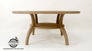 round coffee table, oak wood, solid wood, custom made, made to order, Manitoba, Canada 