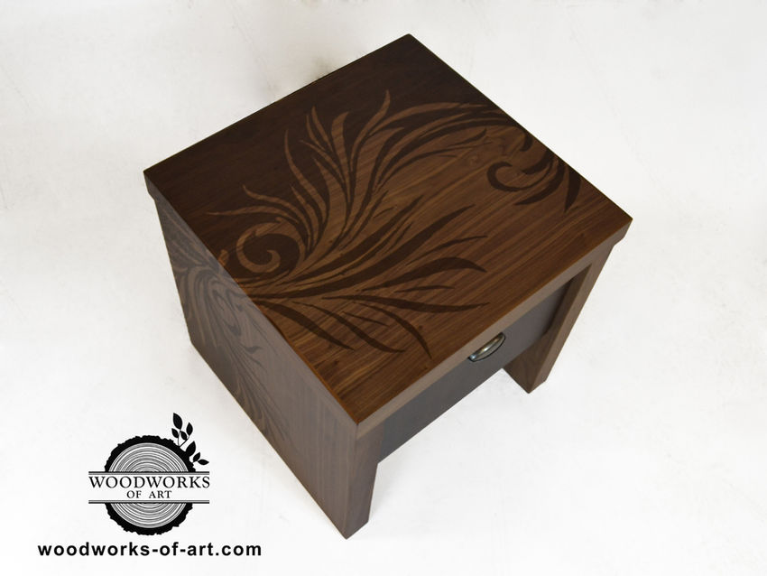 walnut wood. custom furniture. custom stain design. storage. night stand. Brandon, Manitoba, Canada. Hand made.