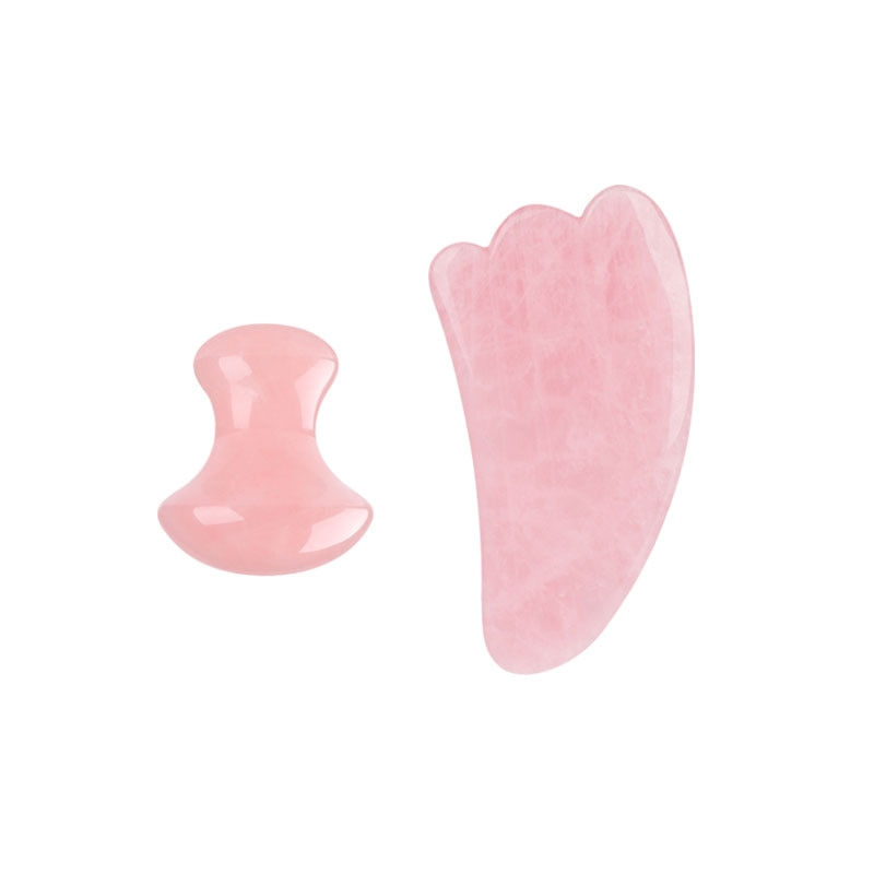 Thumbnail: Pink Rose Quartz Jade Massager Roller Gouache Scraper Set Natural  Crystal 