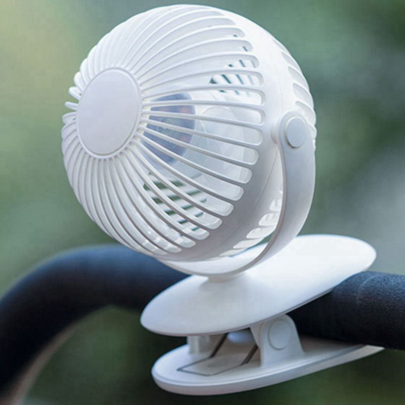 Thumbnail: 720° 3 Speed Adjustable Desktop Baby Stroller Office Table Mini Clip Fan USB 