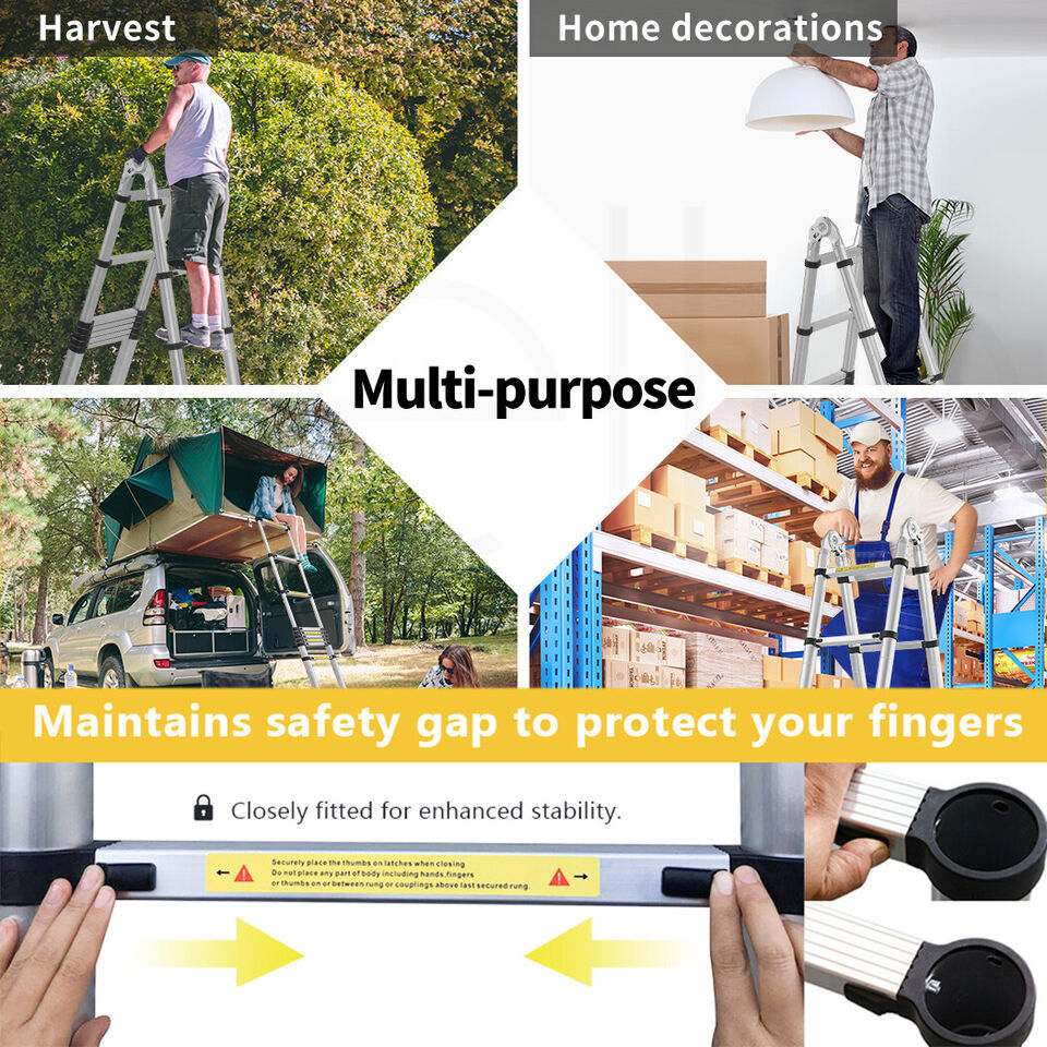 Thumbnail: Telescopic Ladder Extendable Multi-Purpose Stainless Steel Telescoping Ladder 