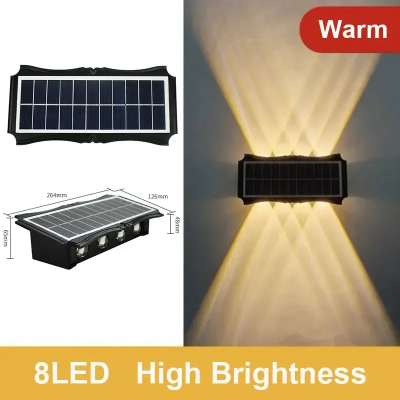 Thumbnail: 4/6/8LED Solar Wall Lamp Up and Down Luminous Lighting Outdoor Waterproof 