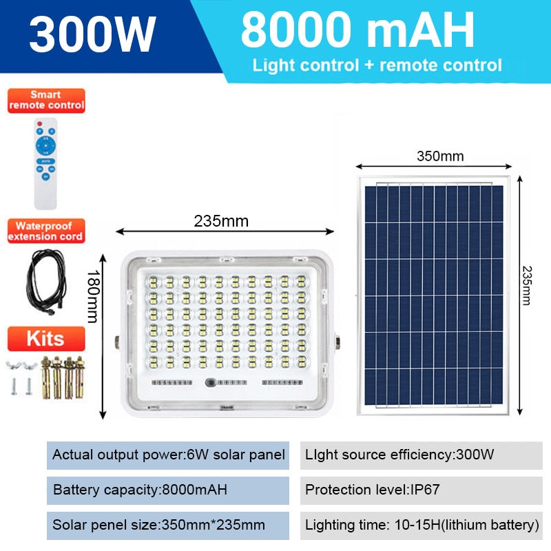 Thumbnail: 800W outdoor solar spotlights 20000mah Aluminum Waterproof Super Bright Solar 