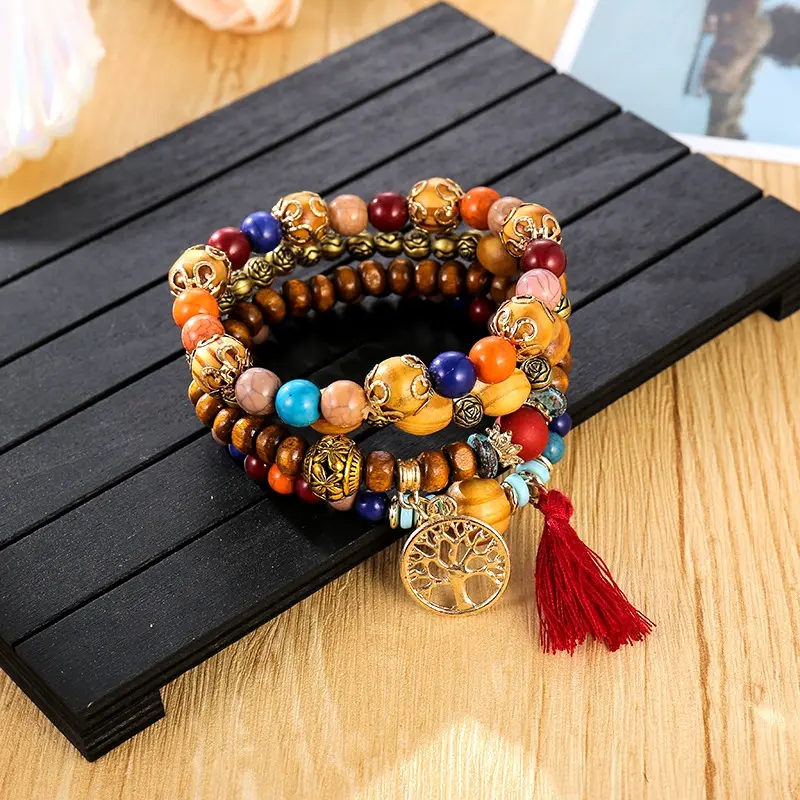 Thumbnail: Popular Tassel Retro Style Lucky Tree Creative Wooden Bead
