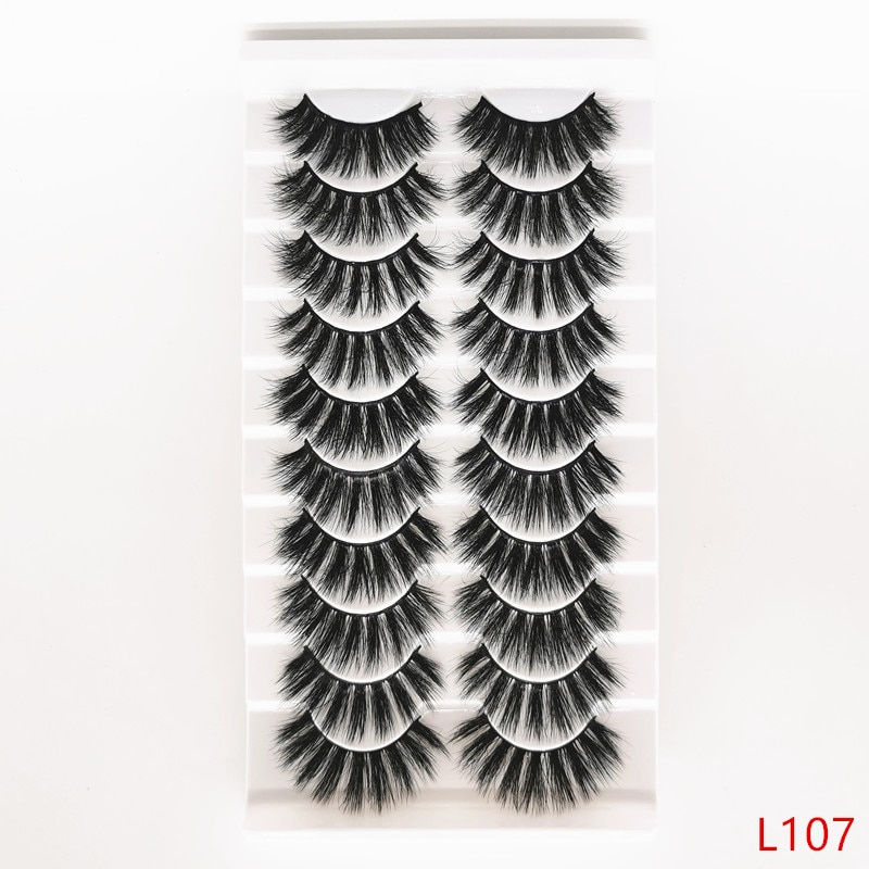 Thumbnail: New 5/10Pairs Lashes D Curl 10-16mm Russian Lashes 3D Mink Eyelashes Reusable