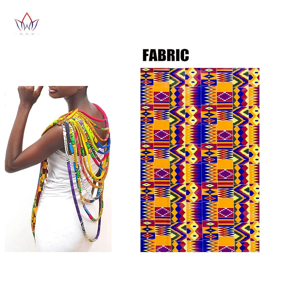 Thumbnail: BRW 2023 African Ankara Necklaces Wax Print Fabric Colorful Necklace Shawl 