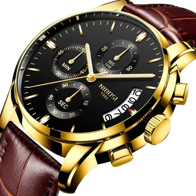 Thumbnail: NIBOSI Mens Watches Luxury Brand Military Sport Gold Watch Men Business 