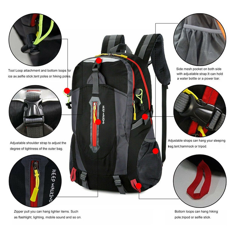 Thumbnail: 40L Hiking Backpacks Climbing Bags Man Sports Travel Camping Cycling Backpack 
