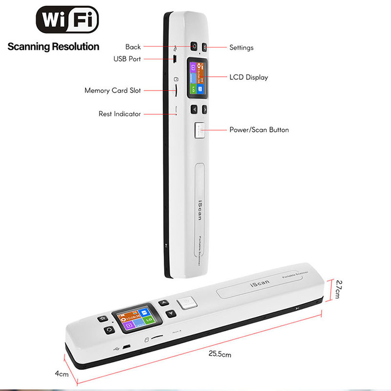 Thumbnail: A4 Mini Iscan Portable Document & Images Photo Scanner WiFi 1050 DPI JPG/PDF