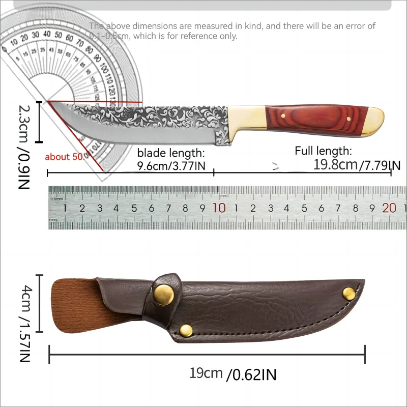 Thumbnail: Meat Cleaver Knife with Patterned Blade - Perfect for Meat & Fruit 