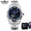 Thumbnail: Winner Blue Ocean Geometry Design Transparent Skeleton Dial Mens Watch Top Brand