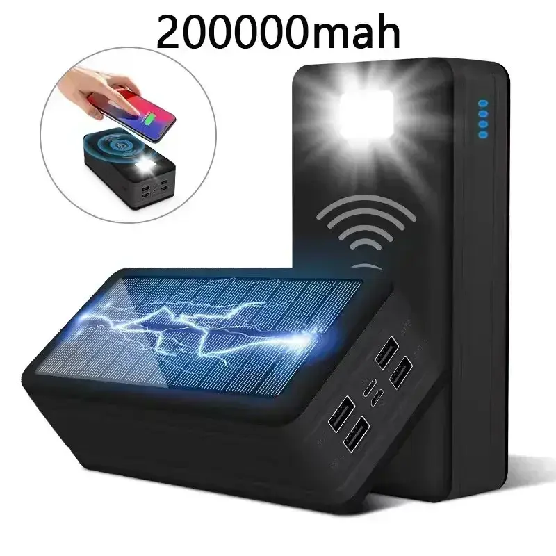 Thumbnail: Solar Power Bank 200000mAh Solar Charging Mobile Phone Wireless Charging Large 