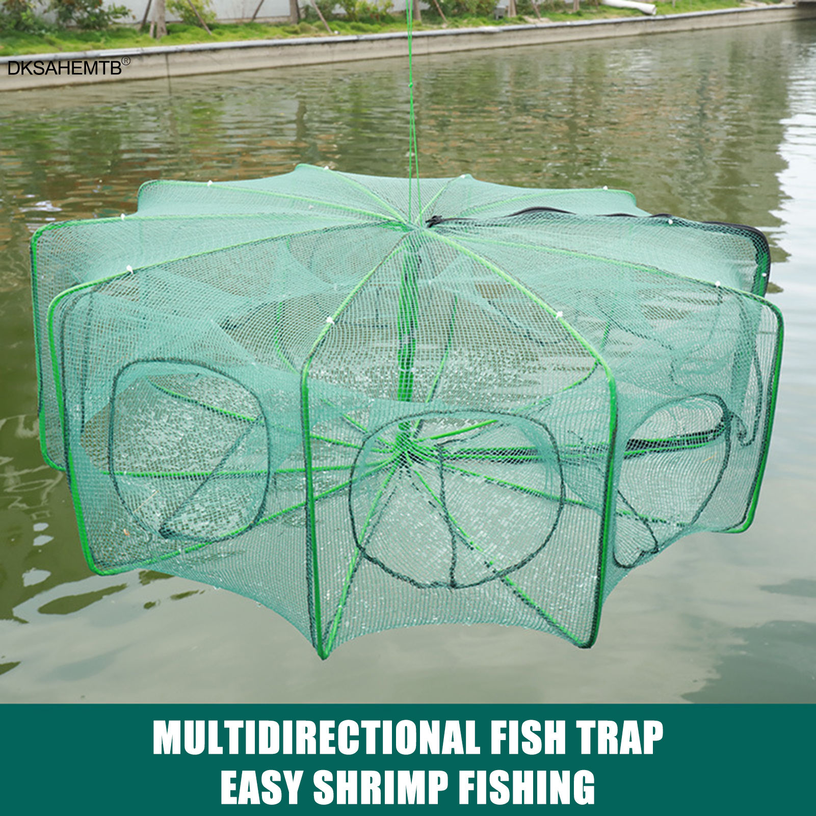 4/10 Hole Portable Automatic Fishing Net Shrimp Cage Mesh Nets Foldable Traps