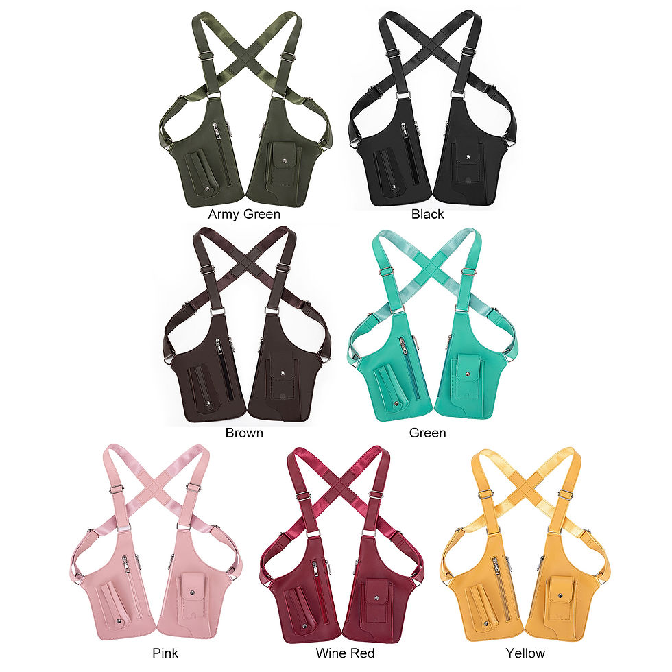 Thumbnail: PU Leather Double Shoulder Armpit Bag Multi-Pocket Underarm Strap Wallet Pocket 