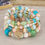 Thumbnail: New Acrylic Beads Chain Bracelet Set For Women Tree Of Life Charm Elastic Bangle