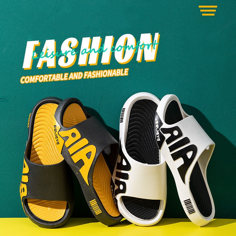 Thumbnail: Men's Slippers Mute EVA Soft Outdoor Beach Slides Flat Unisex Slippers 