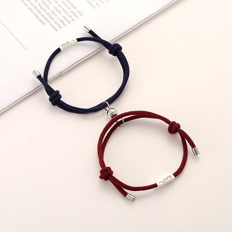 Thumbnail: 2pcs/Set Magnet Bracelet Couple Handmade