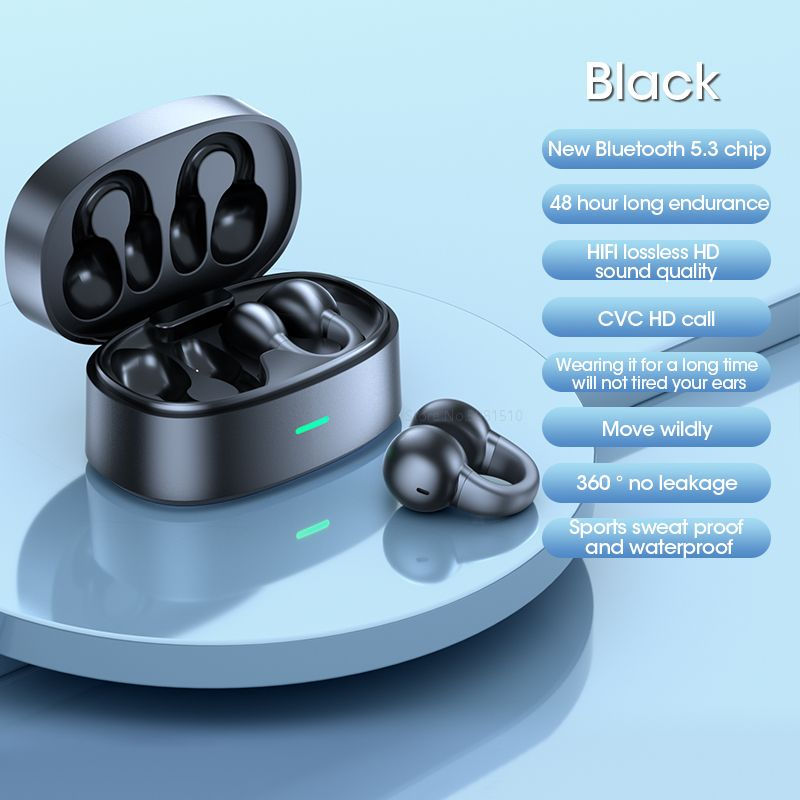Thumbnail: 2022 NEW Bone Conduction Earphone Bluetooth 5.3 Ear Clip on Ear Earring Wireless