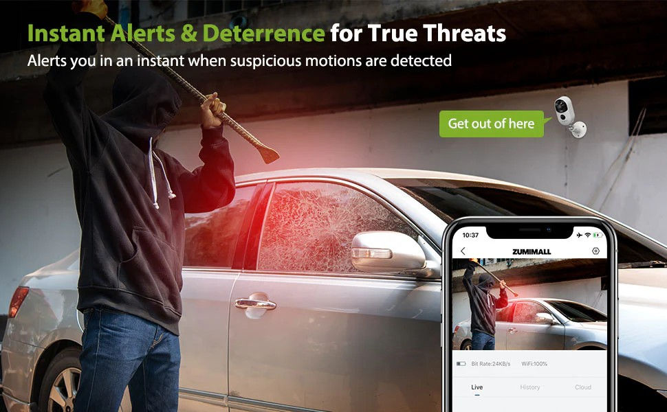 Thumbnail: ZUMIMALL APP Security Wireless Outdoor  Battery Powered Cameras , 2.4G WiFi 