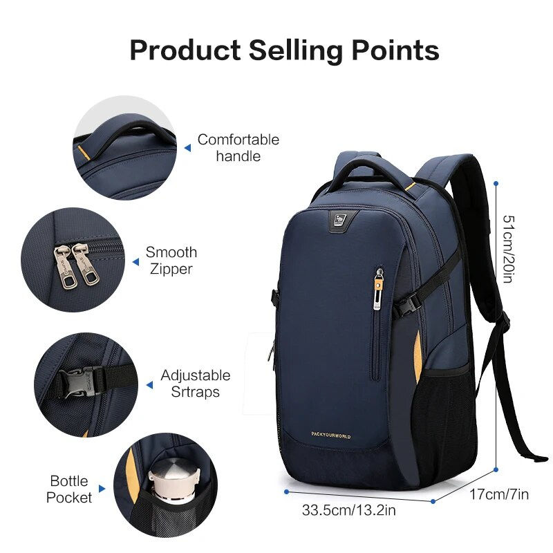 Thumbnail: OIWAS Fashion Men's Backpack Oxford Laptop Bags Casual Student Waterproof 