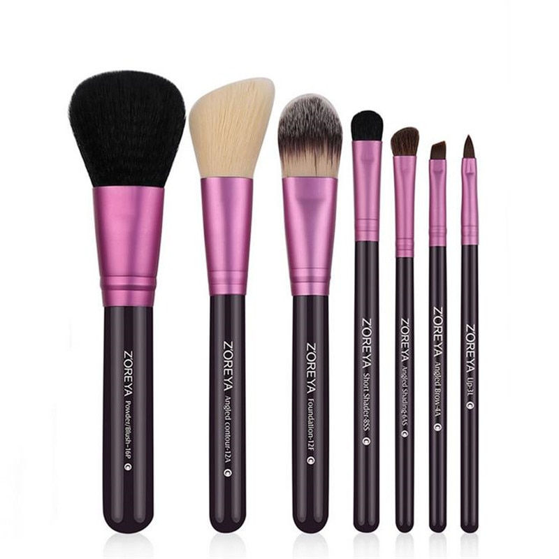 Thumbnail: Zoreya 7pcs Natural Goat Hair Makeup Brushes Set Powder lot pinceaux maquillage 