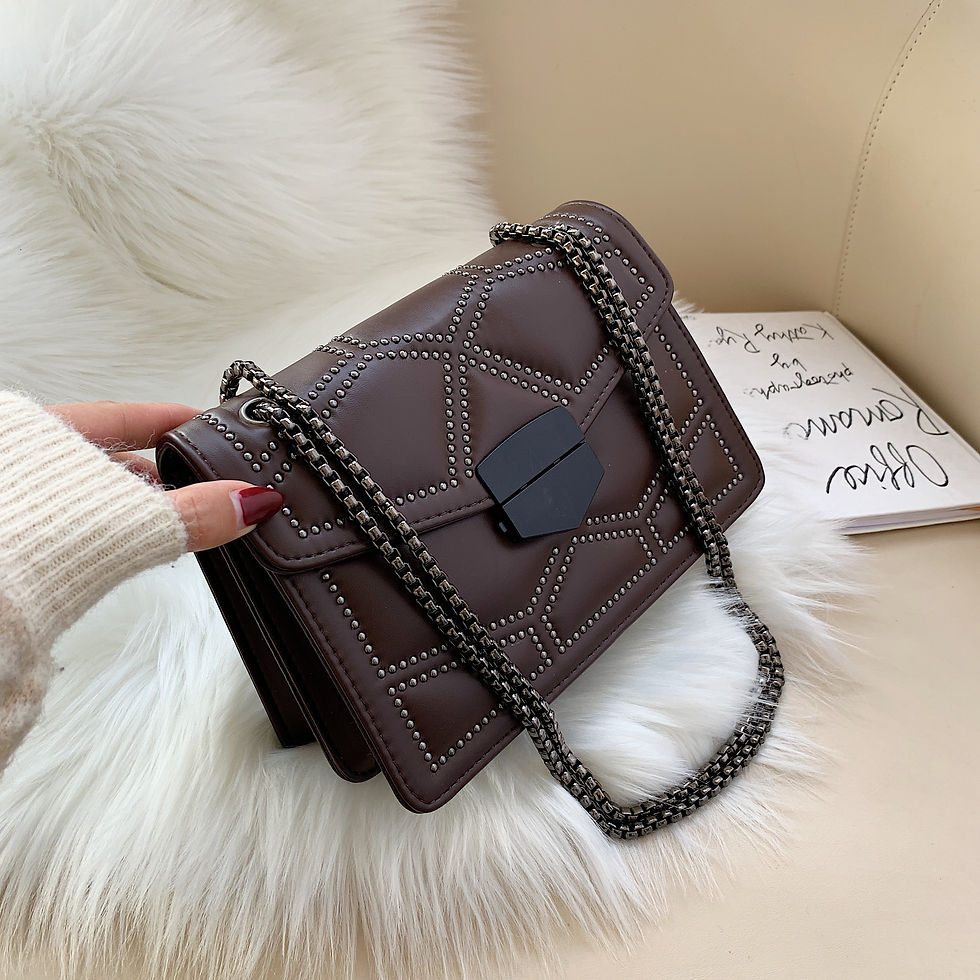 Thumbnail: Lady Chain PU Leather Hand Bag Shoulder Bags Rivet Women Ladies Purse