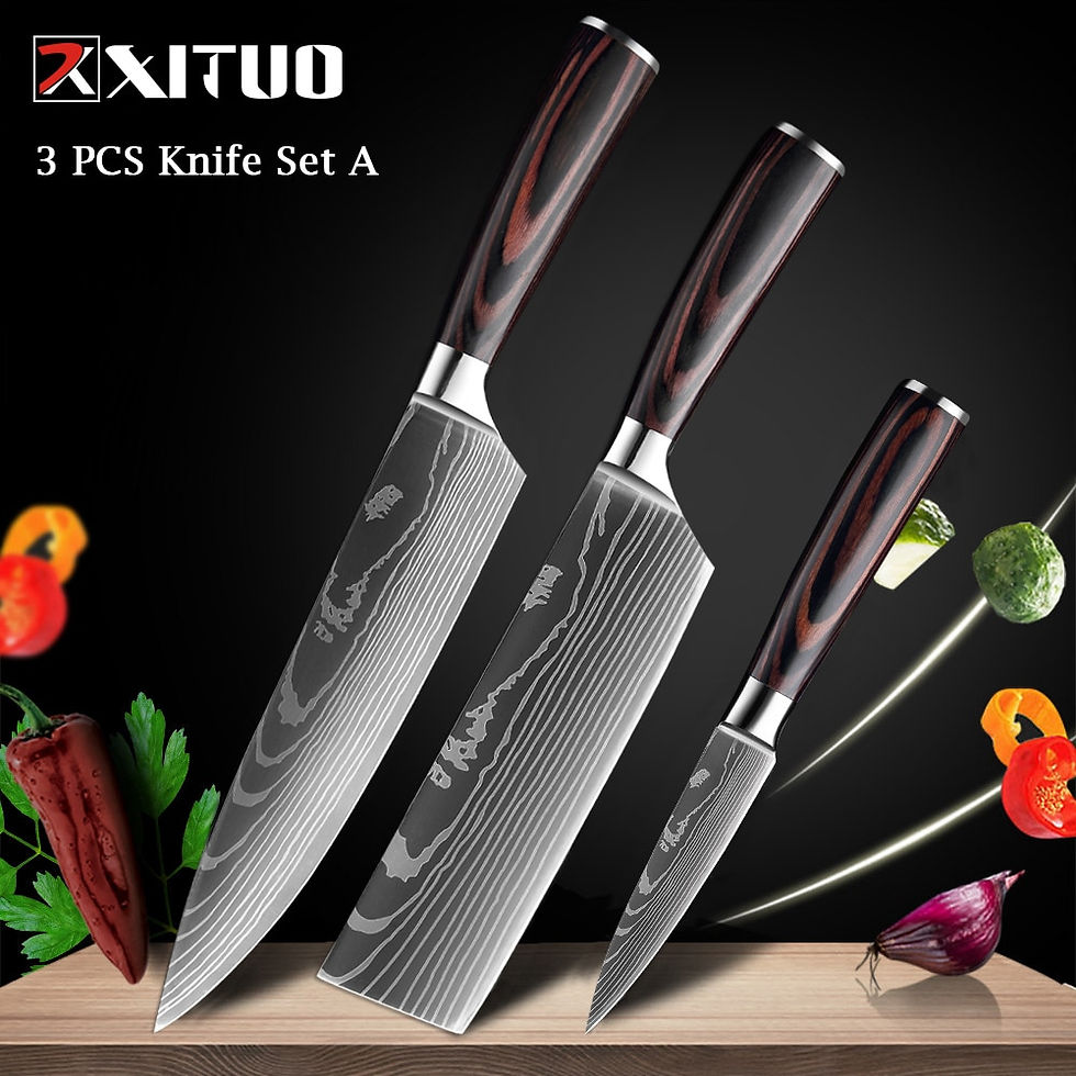 Thumbnail: XITUO Chef knife 1-10 Pcs Set Kitchen Knives Laser Damascus Pattern Sharp 