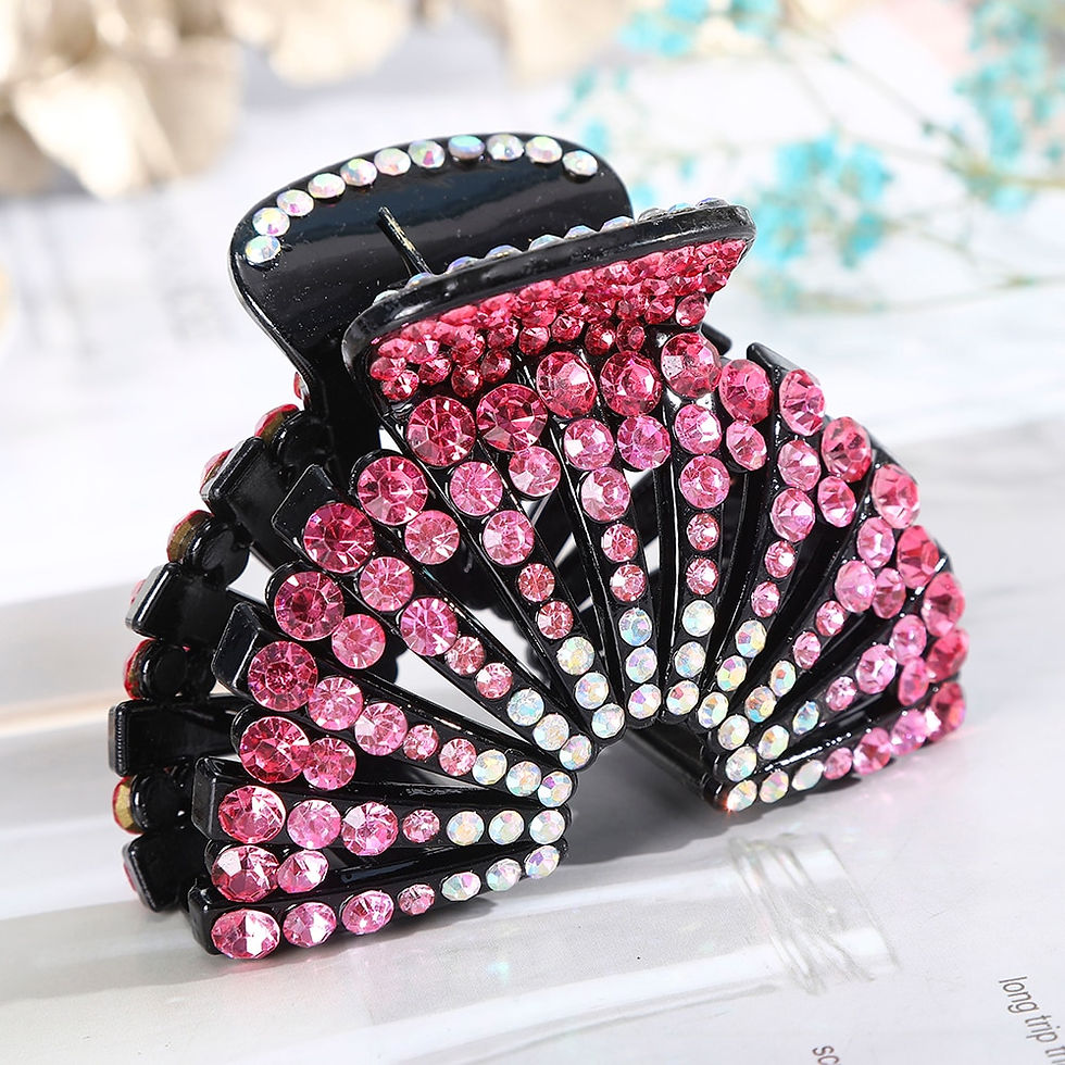 Thumbnail: AWAYTR Large Size Women Vintage Rhinestone Hair Claw Crab Clips Crystal Clamps 