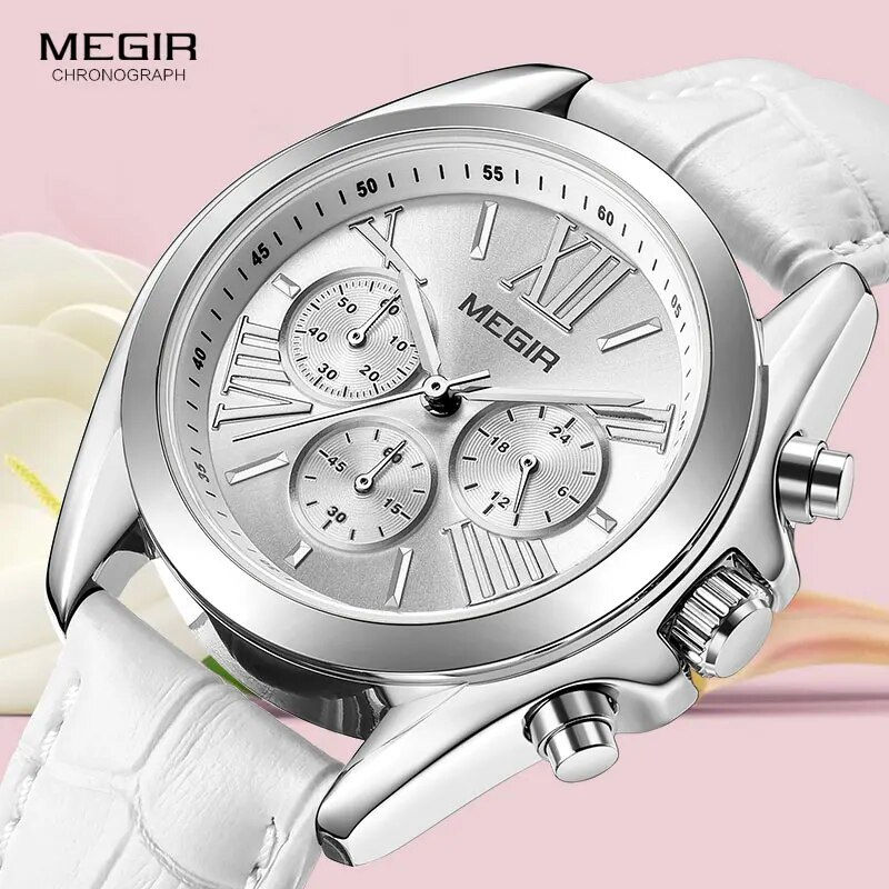 Thumbnail: MEGIR2019 New Luxury Leather Watch Women Female Top Brand Chronograph