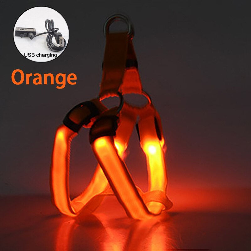 Thumbnail: Adjustable LED Dog Harness Usb Rechargeable Flashing Night Safety 