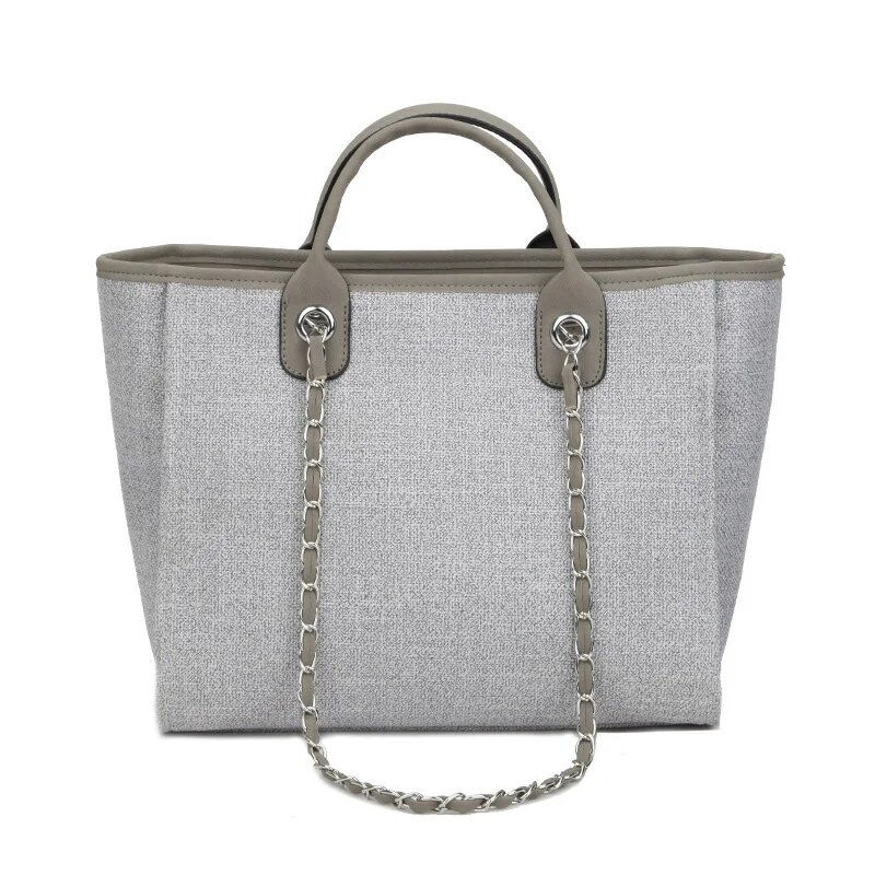 Thumbnail: Women Totes Fashion Canvas Large Capacity Handbag Casual Chains Shoulder 