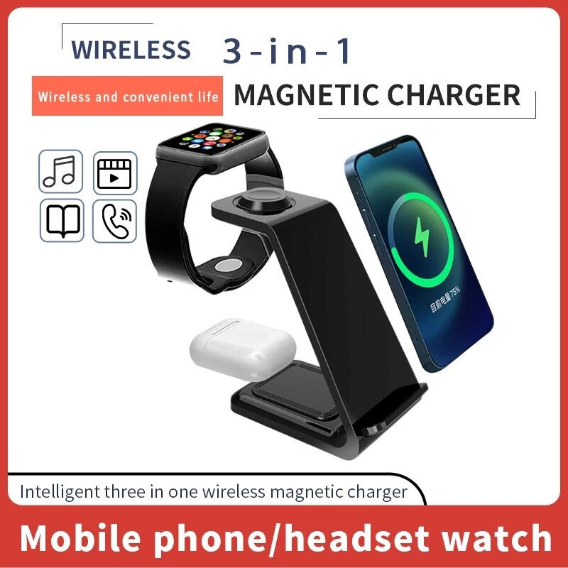 Thumbnail: 20W 3 in 1 Wireless Charger Stand Fast Charging Dock Station for iPhone 14 