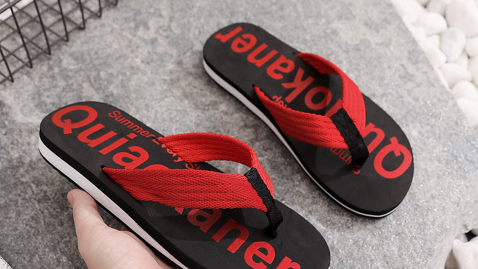 Summer Men Flip Flops Non-slip Beach Sandals Male Letter Grain Outdoor