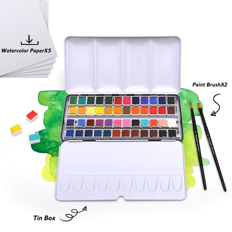 Thumbnail: DAINAYW Portable 48Colors Pigment Solid Watercol