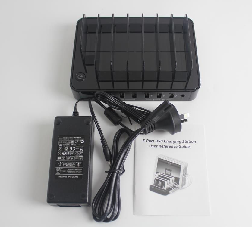 New portable 7 port usb multi chargeing station desktop quick charger ac adapter