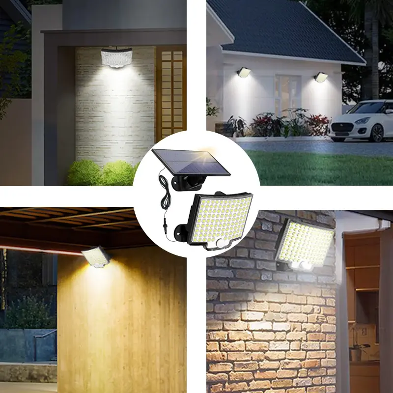 Thumbnail: 106 LED Solar Motion Light Outdoor Separate Panel Solar Flood Lights 4 Working 