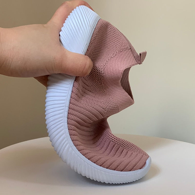 Thumbnail: Breathable Mesh Sneakers Women Summer Slip on Soft Bottom Knit Flats Woman Non