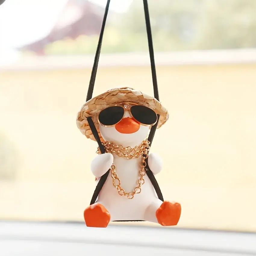 Thumbnail: Car Pendant Cute Anime Little Duck Swing Auto Rearview Mirror Hanging Ornaments 
