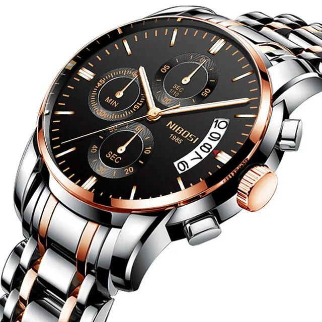 Thumbnail: NIBOSI Mens Watches Luxury Brand Military Sport Gold Watch Men Business 