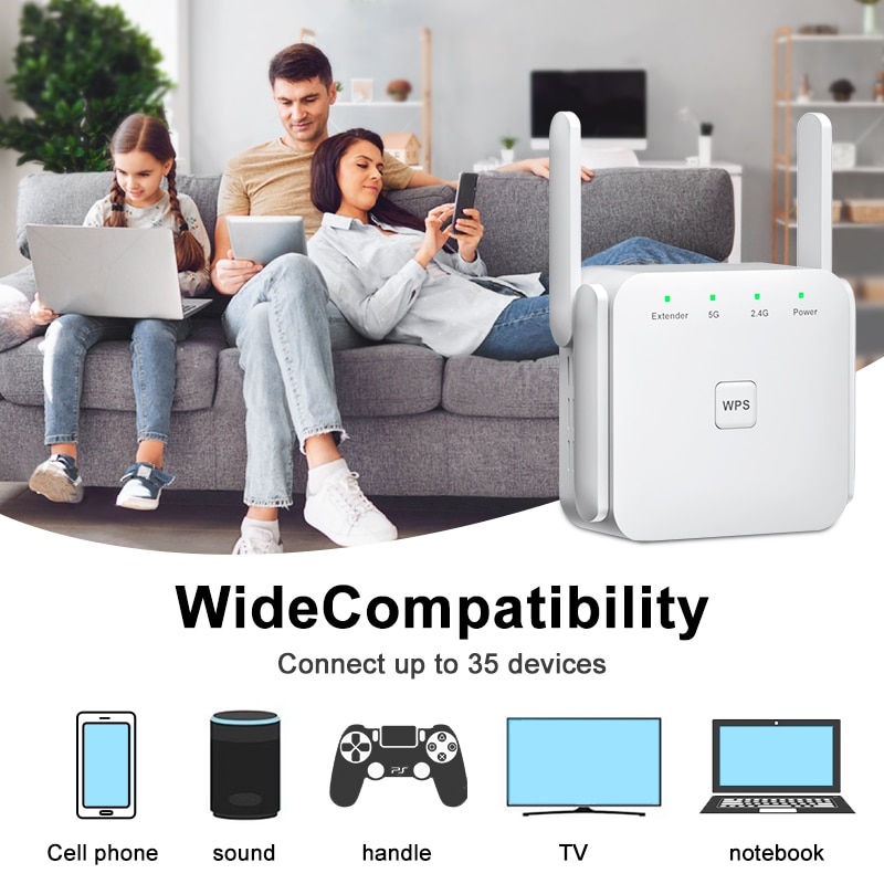 Thumbnail: 5Ghz AC1200 WiFi Repeater 1200Mbps Router WiFi Extender Amplifier 2.4G/5GHz