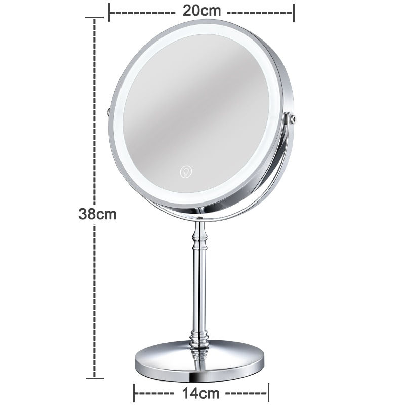Thumbnail: 8 Inch Gold Makeup Mirror With Light USB Charging 10X Magnifying Vanity Mirror 