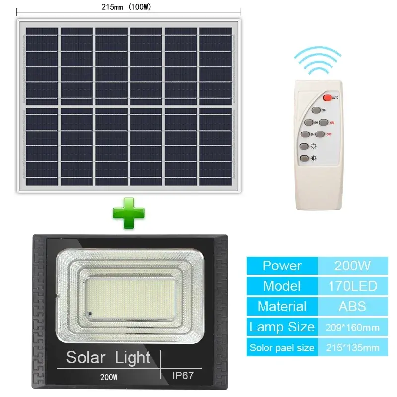 Thumbnail: Solar Flood Lights Remote Control 50-400W Solar Powered Spotlight Outdoor 