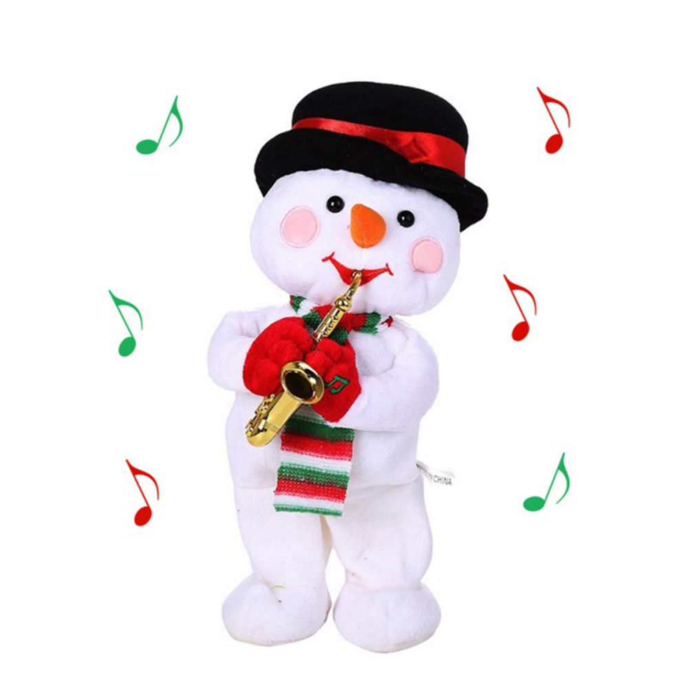 Electronic Snowman Santa Claus Doll Saxophone Christmas Plush Dolls With Music 