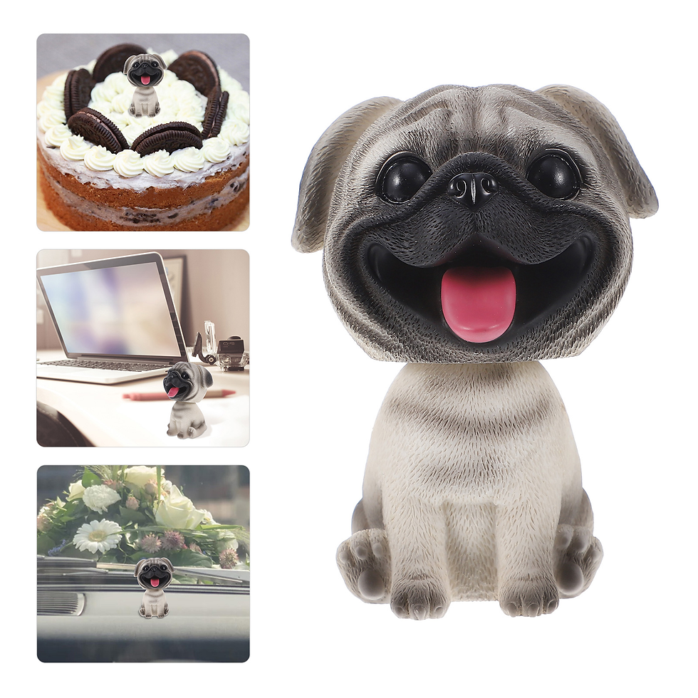 Thumbnail: Car Shaking Head Toy Cake Ornament Pug Figurines Mini Kids Cars Toy Dog