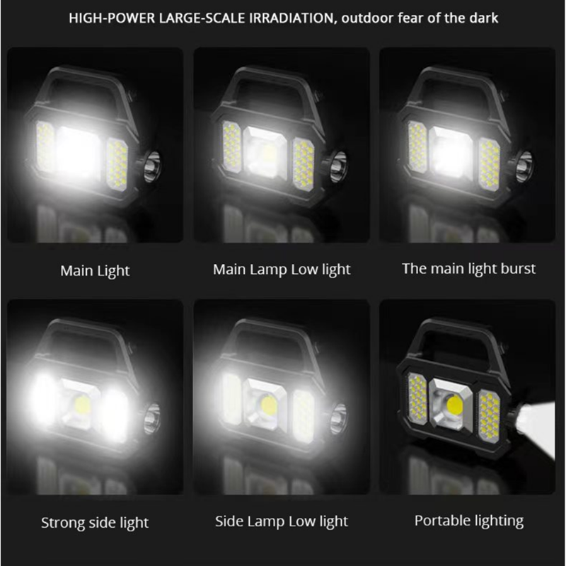 Thumbnail: Solar Rechargeable LED Flashlight COB Zoomable Waterproof Tactical Torch Lamp 
