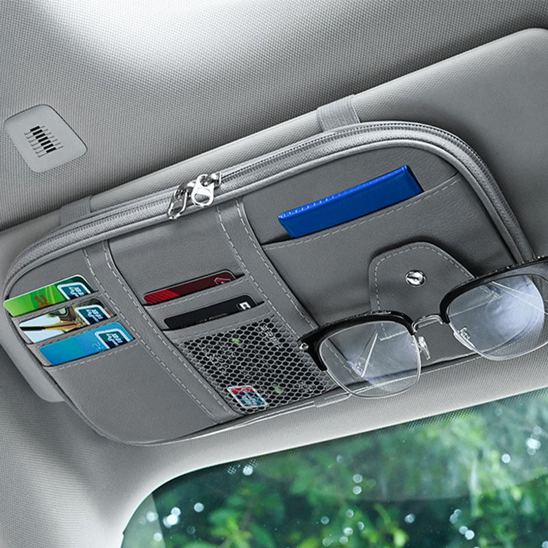Thumbnail: Car Sun Visor Organizer Multi-pocket Zipper Auto Truck SUV Storage Pouch Bills 