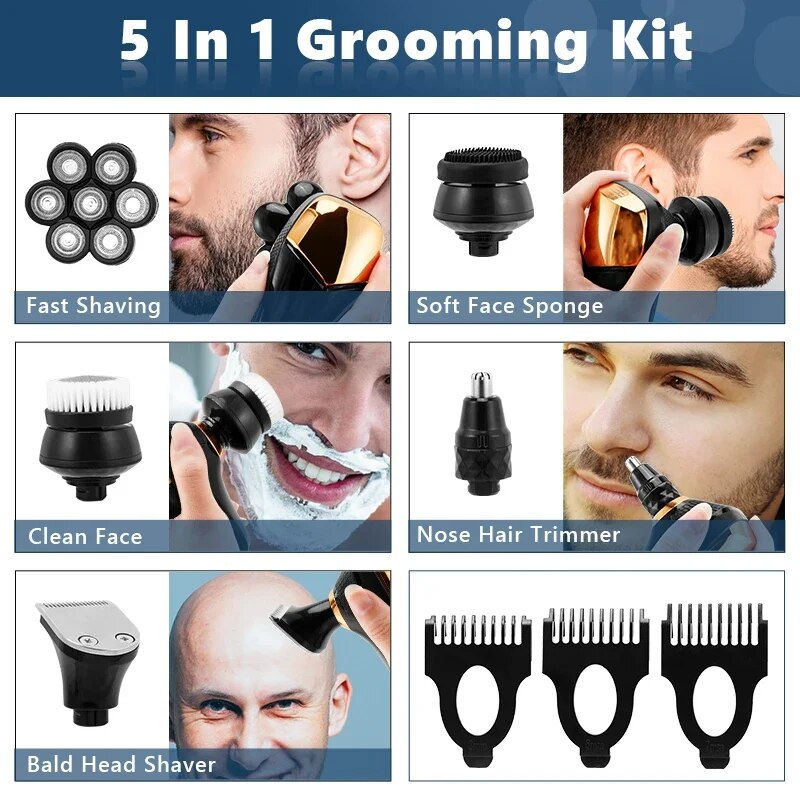 Thumbnail: New Shaver For Men 7D Independently 7 Cutter Floating Head Waterproof Electric 