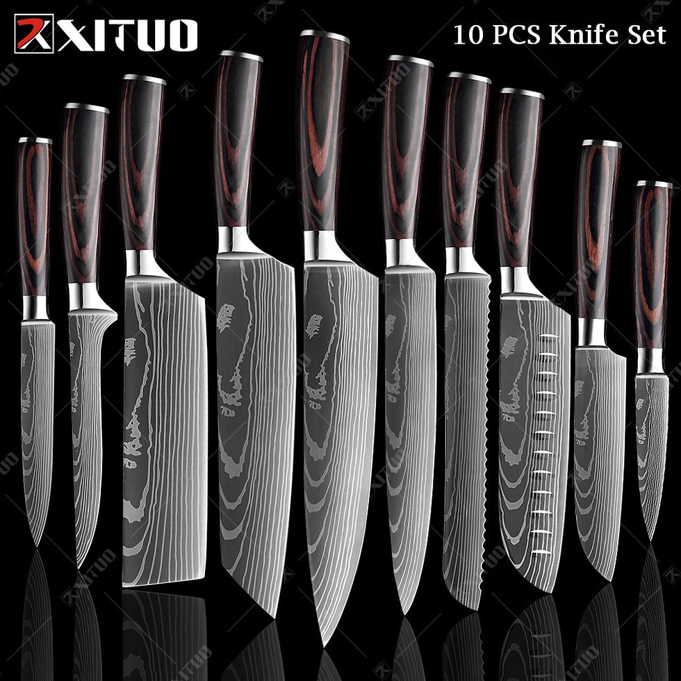 Thumbnail: XITUO Chef knife 1-10 Pcs Set Kitchen Knives Laser Damascus Pattern Sharp 