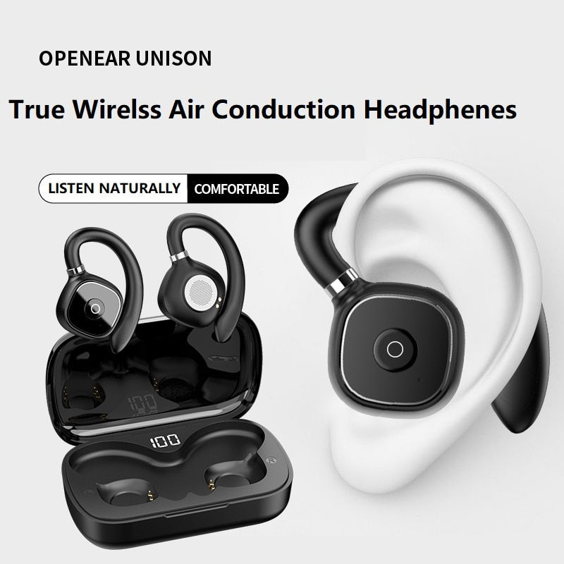 Thumbnail: Air Conduction Bluetooth 5.3 Earphones Sport Waterproof Led Display Wireless 